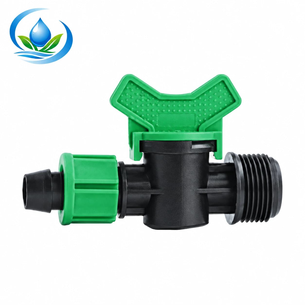 Locking Male Thread Valve for Drip Tape (Green Handle)