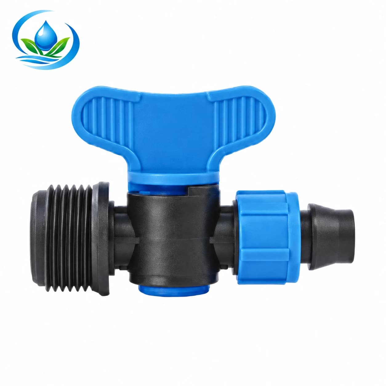 Locking Male Thread Valve for Drip Tape (Blue Handle)