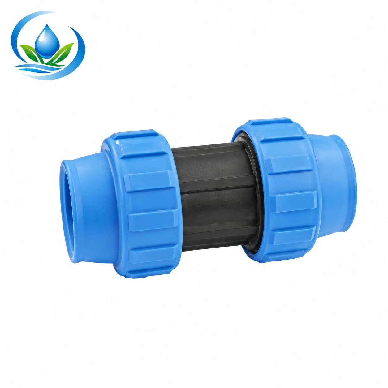 Blue-Nut Compression Coupling for Irrigation Pipe