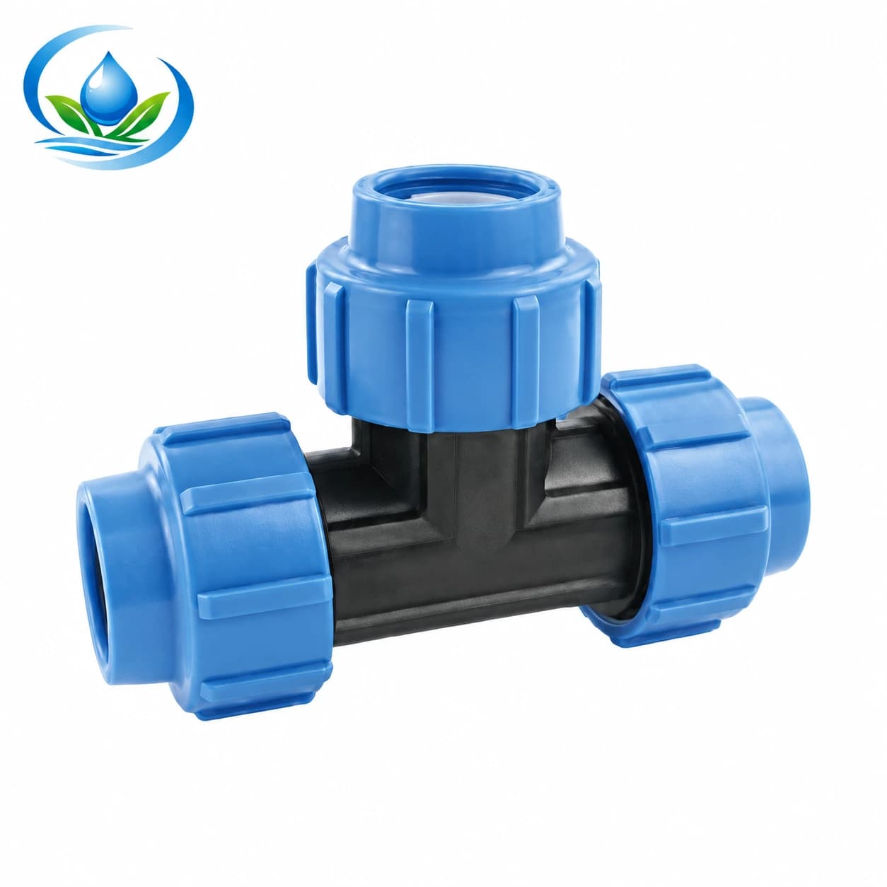 Three-Way Compression Fitting for Poly Irrigation Pipe