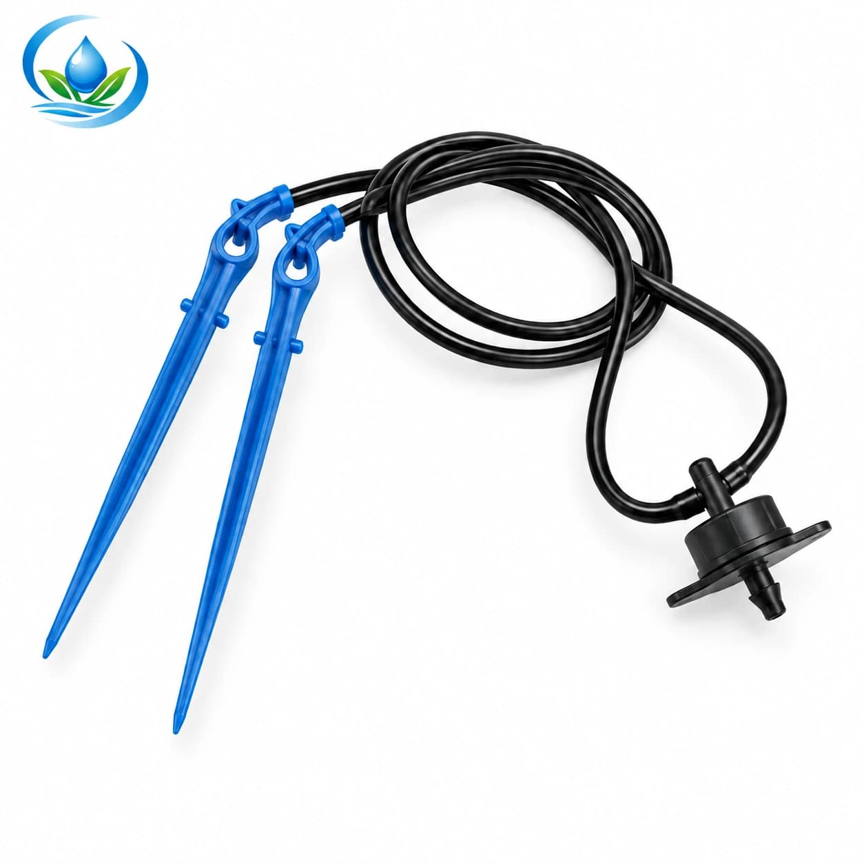 Two-Outlet Bent Arrow Dripper for Container Irrigation, Blue