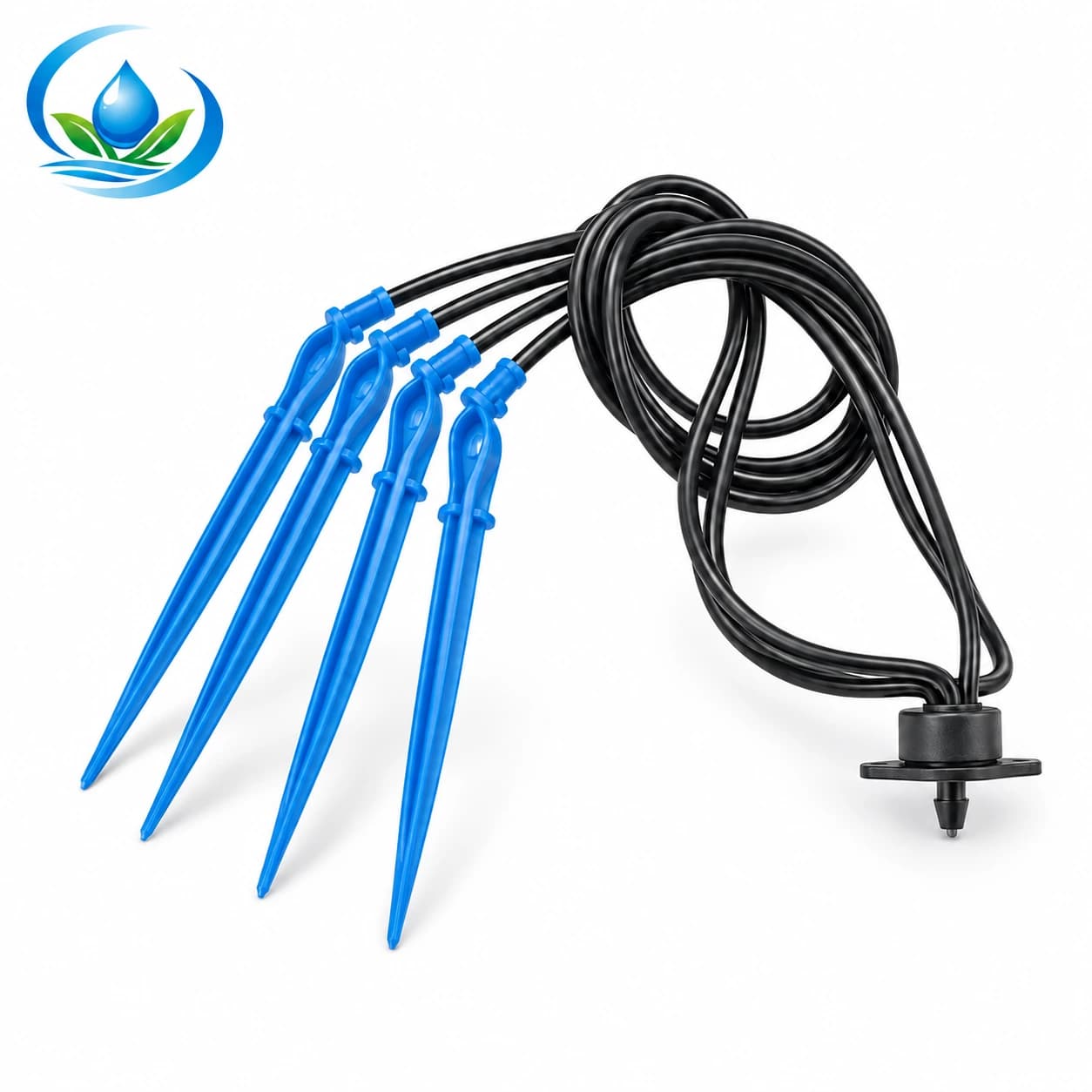 Four-Outlet Bent Arrow Dripper for Container Irrigation, Blue