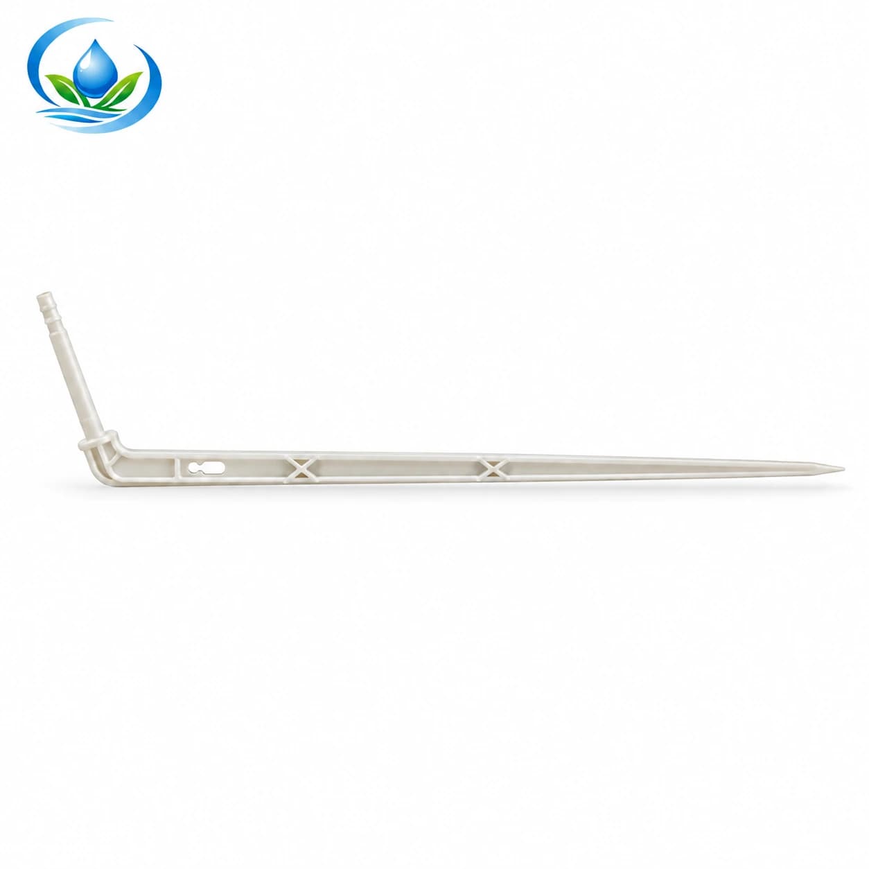 Single-Outlet Bent Arrow Dripper for Container Irrigation, White