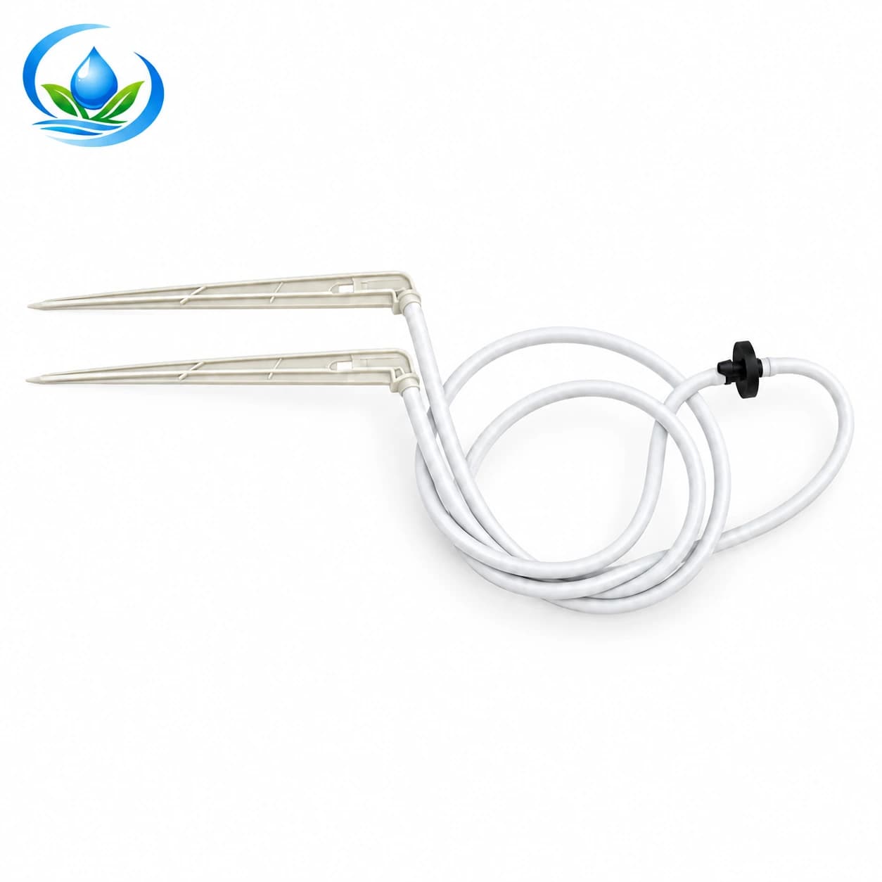Two-Outlet Bent Arrow Dripper for Container Irrigation, White
