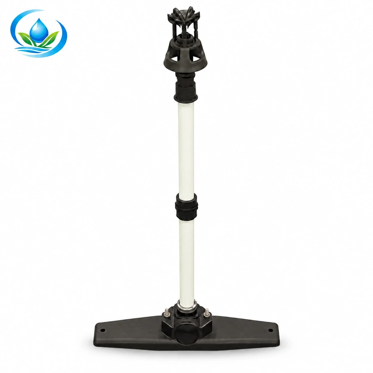 Base-Mounted Sprinkler with White Riser for Greenhouses