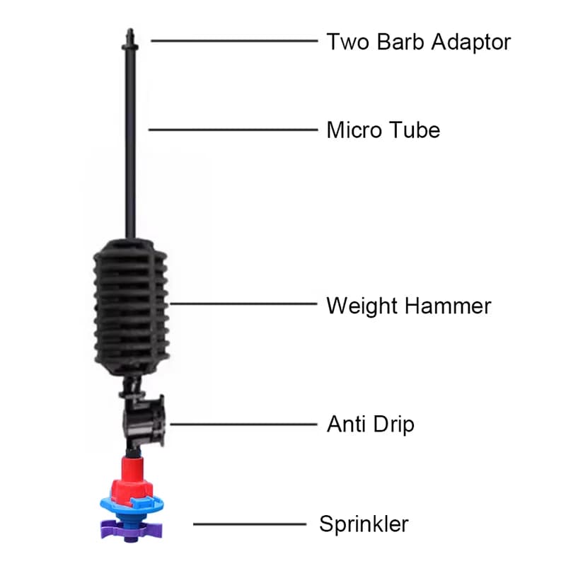 241T hanging rotary micro sprinkler assembly with tube anti-drip body and weight