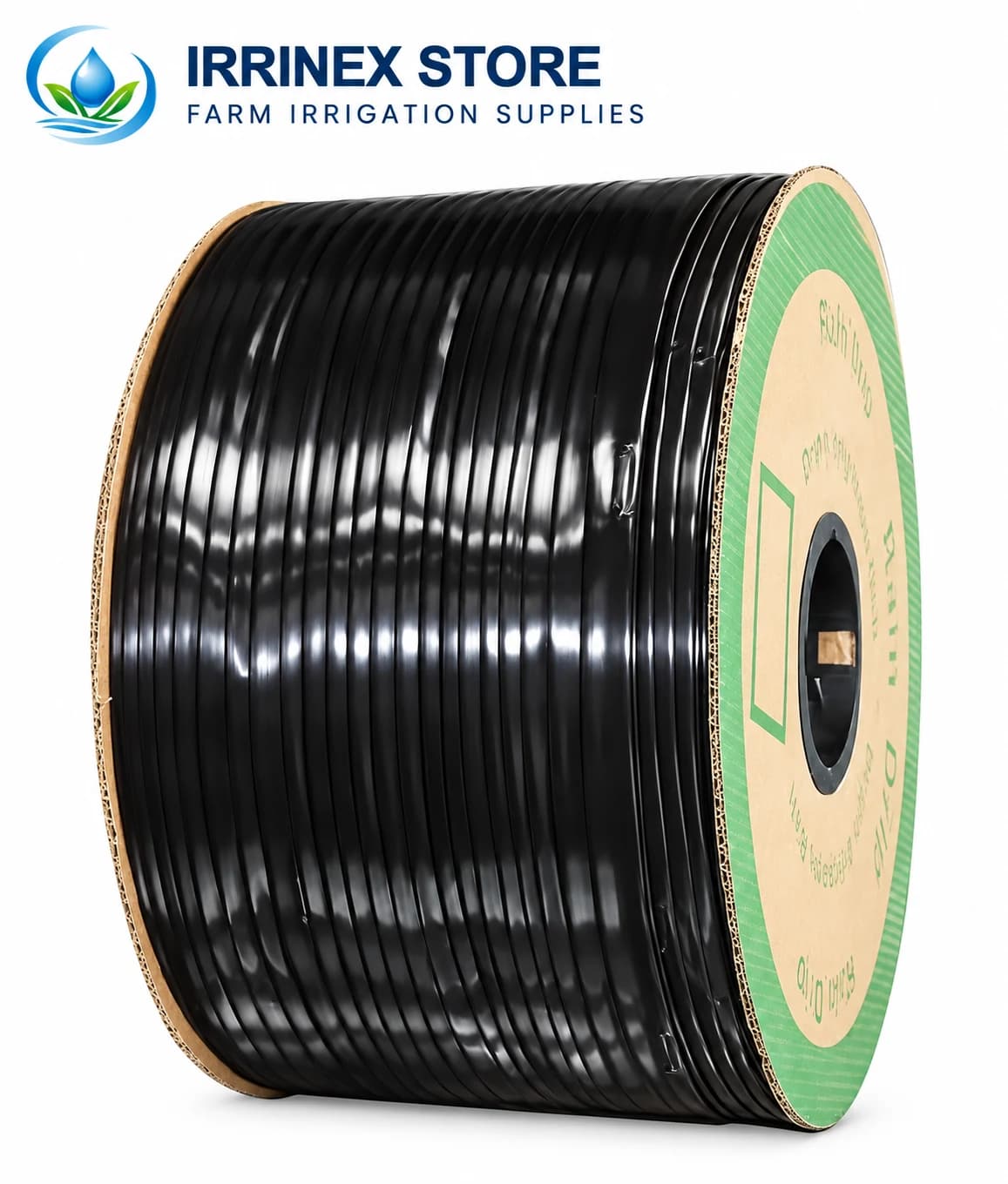 Opposite side of the 3281 ft drip tape spool with original packaging