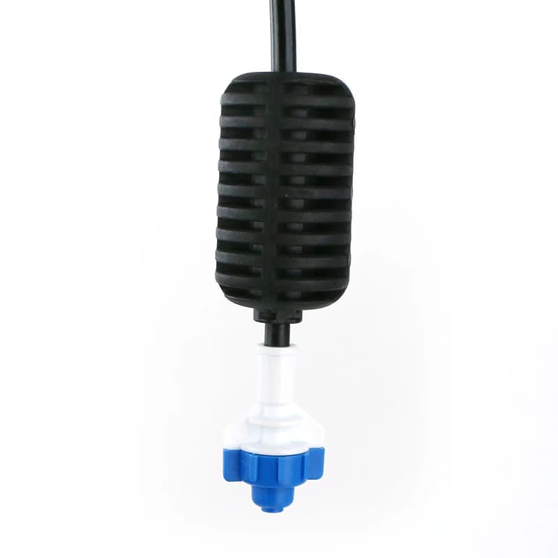 Single-outlet mist nozzle in installed hanging configuration
