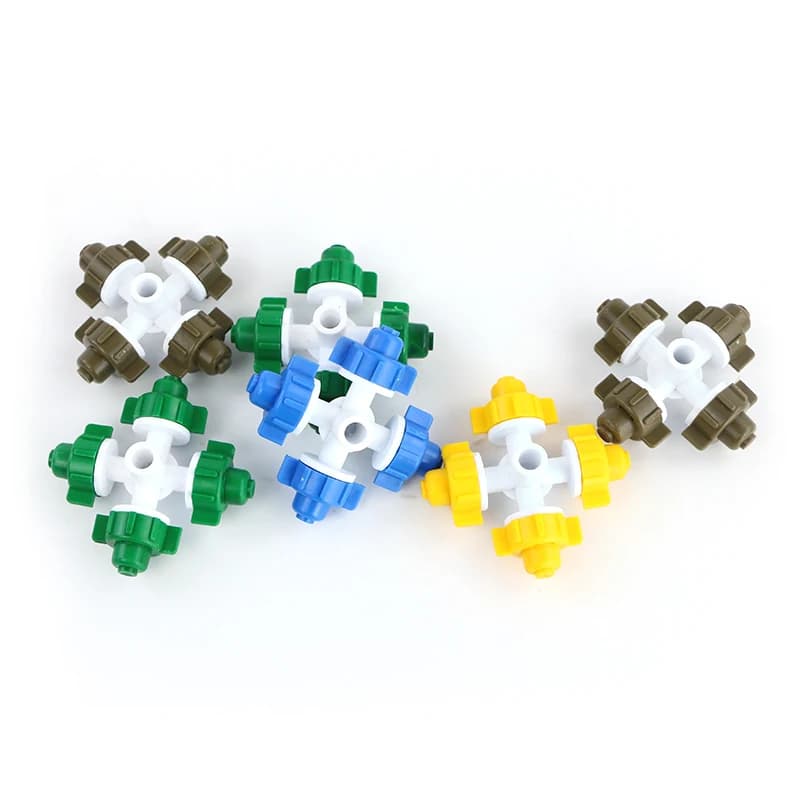 Assorted four-outlet greenhouse misting nozzles
