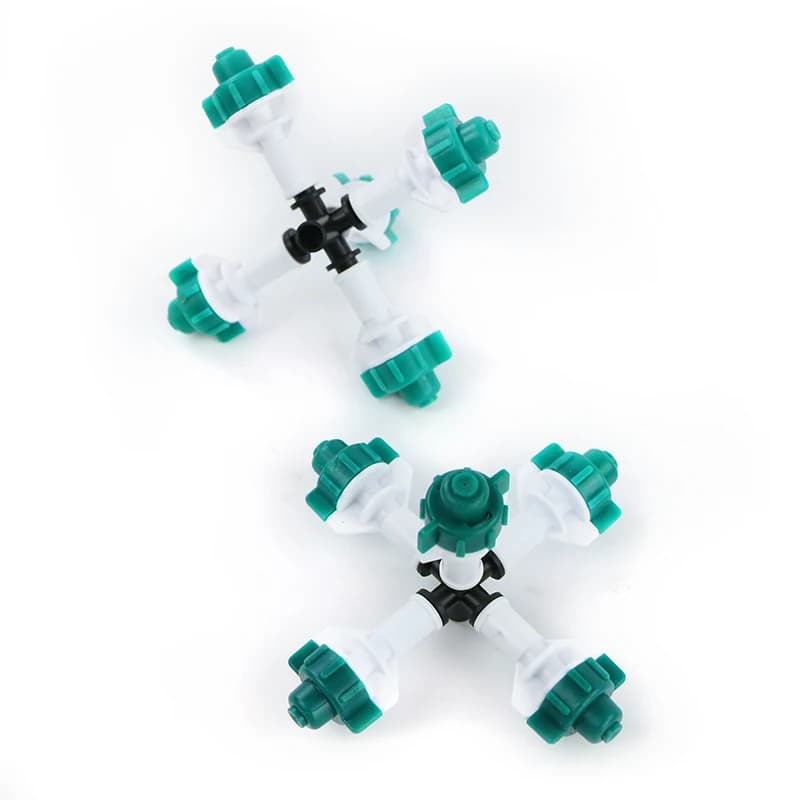 Five-outlet mist nozzle assembled and separated component views