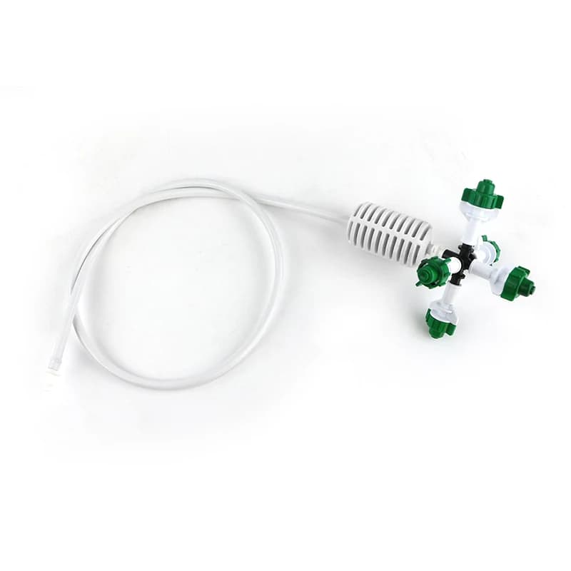 Five-outlet mist nozzle with white anti-drip body and feed tube