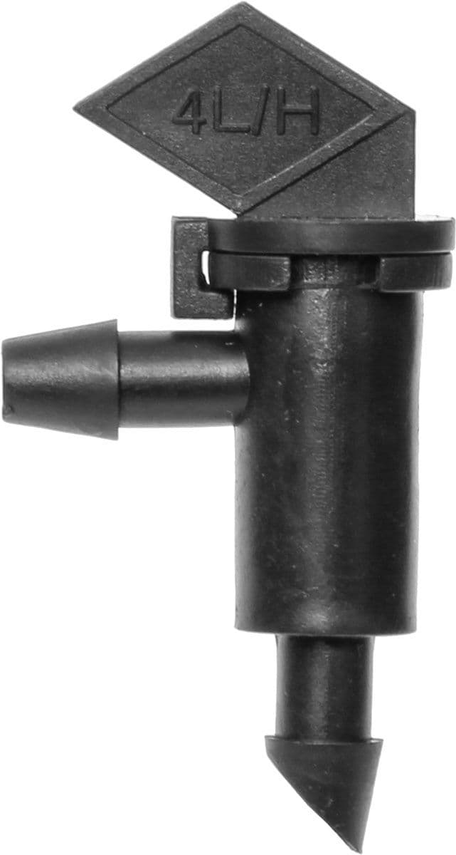 Black 4 L/h flag drip emitter with barbed connections