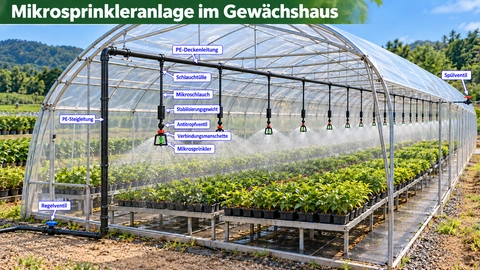 Diagramm des Bewässerungssystems: Mikrosprinklersysteme für Gewächshäuser