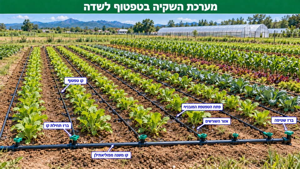 דיאגרמת מערכת השקיה: מערכות השקיה בטפטוף בשדה