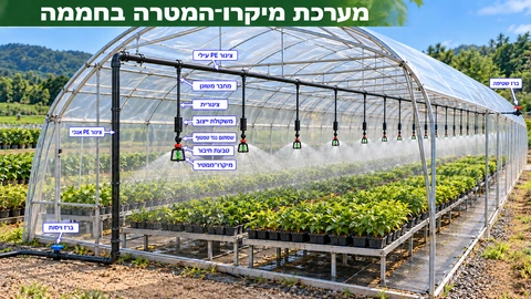 דיאגרמת מערכת השקיה: מערכות מיקרו־המטרה לחממות