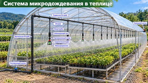 Схема ирригационной системы: Системы микродождевания для теплиц